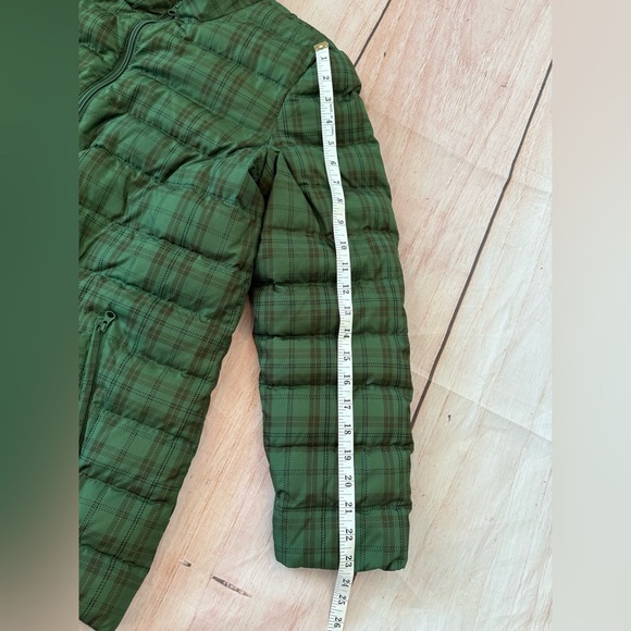 J Jill Down Puffer Jacket Womens Size Large Green Plaid Full Zip Pockets - Picture 4 of 10